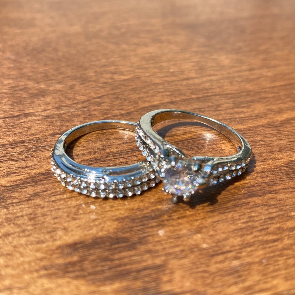 Cubic Zirconia/Rhinestone Ring Set - Picture 3 of 4